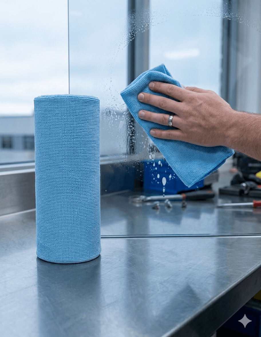 Microfibre roll in use