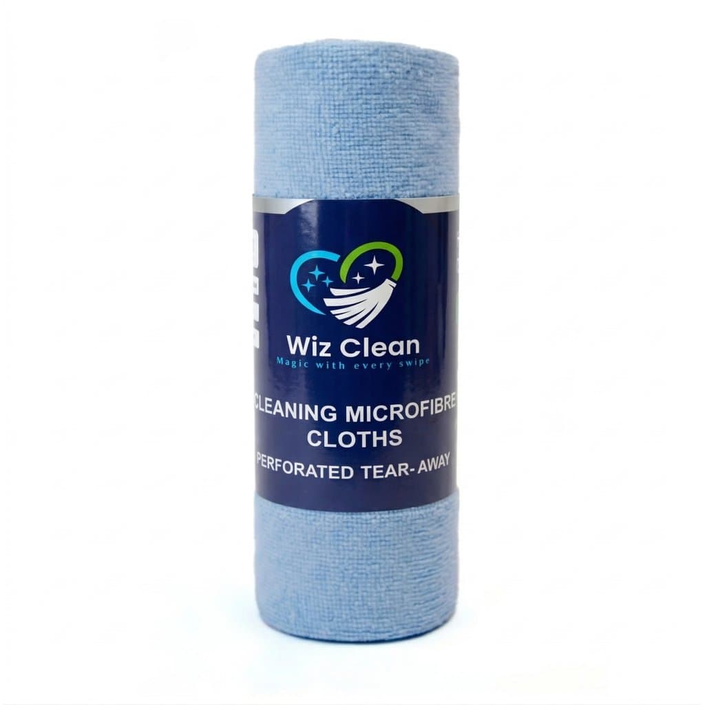 Wiz Clean 180GSM 30x30cm microfibre cloth roll in blue