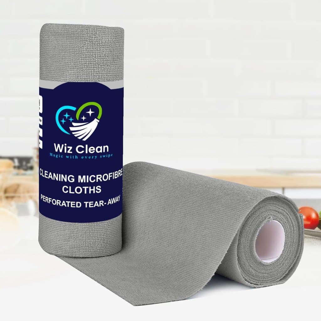 Wiz Clean 180GSM 30x30cm microfibre cloth roll in grey